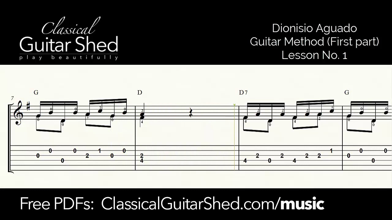 Aguado: Guitar Method Lesson No. 1 - Free Classical Guitar Sheet Music