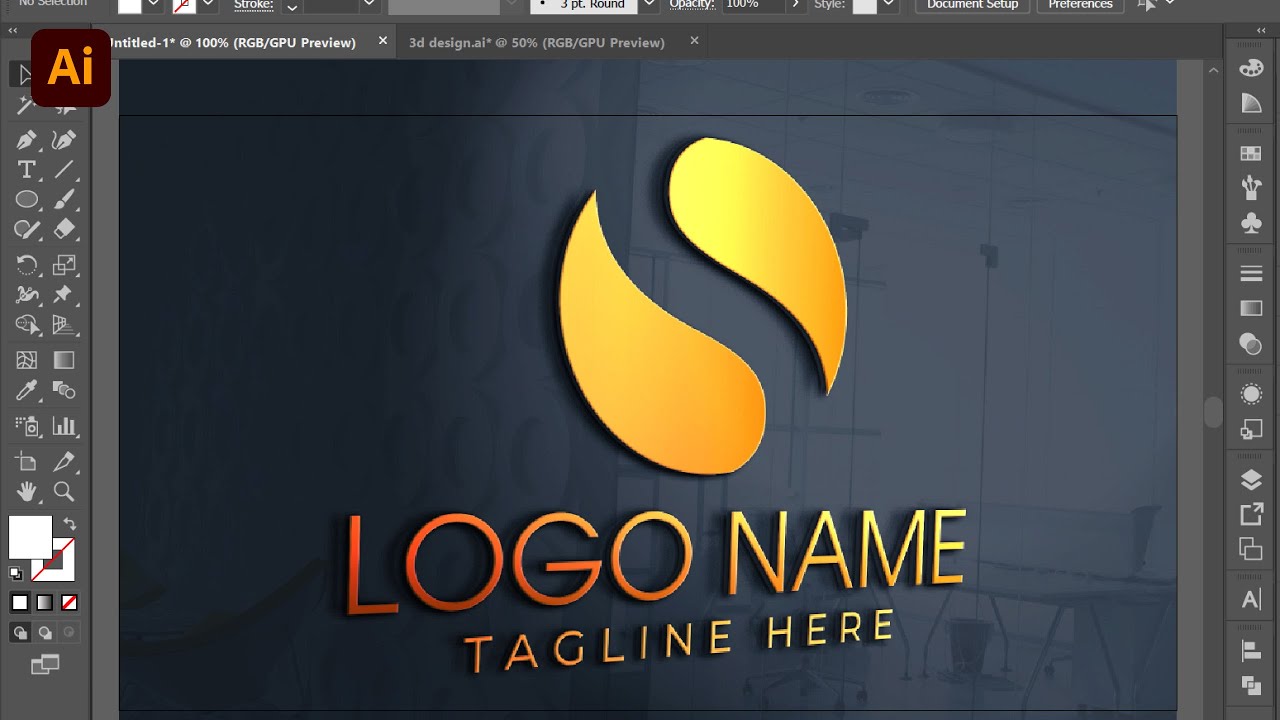 How to Create  golden round Logo Design in adobe illustrator Bangla || adobe illustrator free course