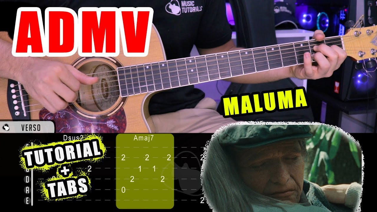 Cómo tocar ADMV de MALUMA en Guitarra (Tutorial + PDF + Tablatura GRATIS) ARPEGIO Y PUNTEOS