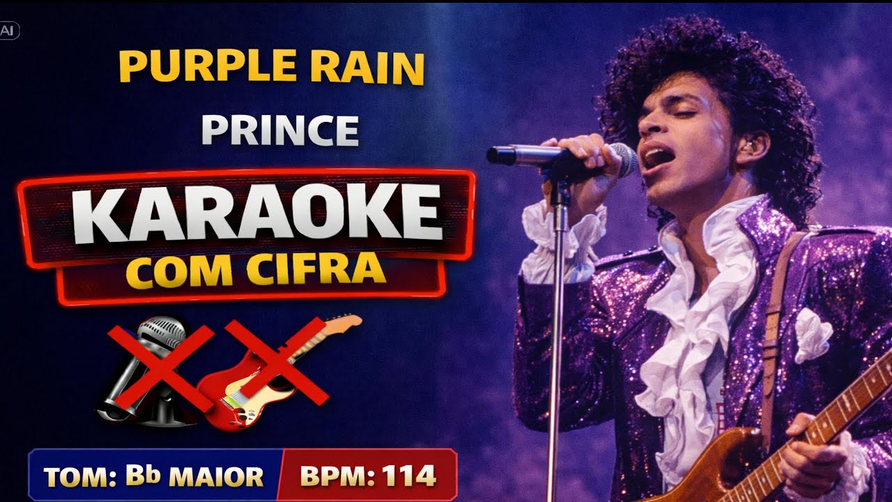 Karaoke with Chords - Purple Rain (Prince) - Backing track no vocals and no guitar/acoustic guitar