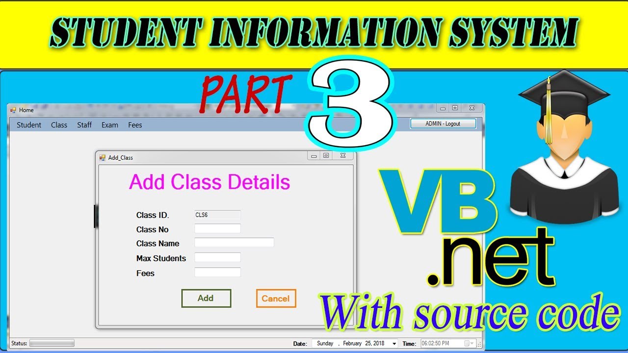 VB.NET Student Information System | Add Class | Show Class Details | using MS Access DB #3