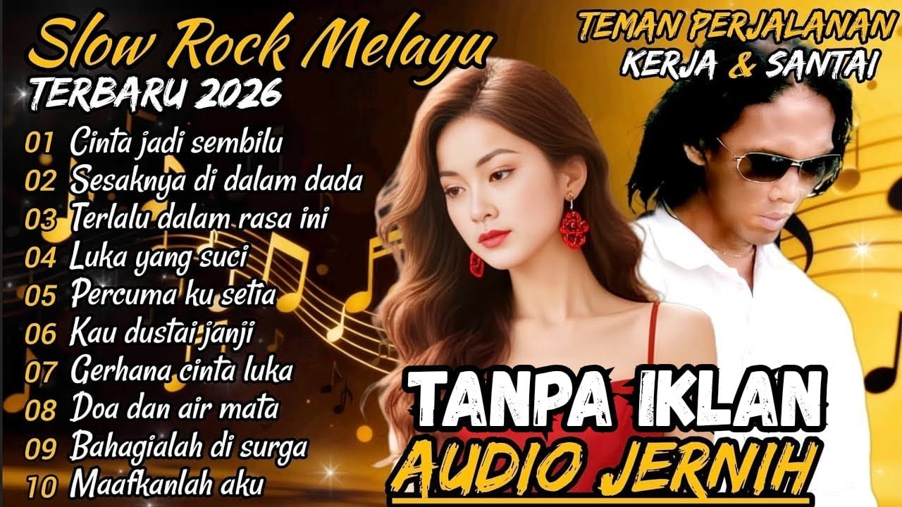 SLOW ROCK MELAYU TERBARU 2026 💔 Patah Hati - Terlalu Dalam Rasa Ini Cocok Untuk Menemani Perjalanan