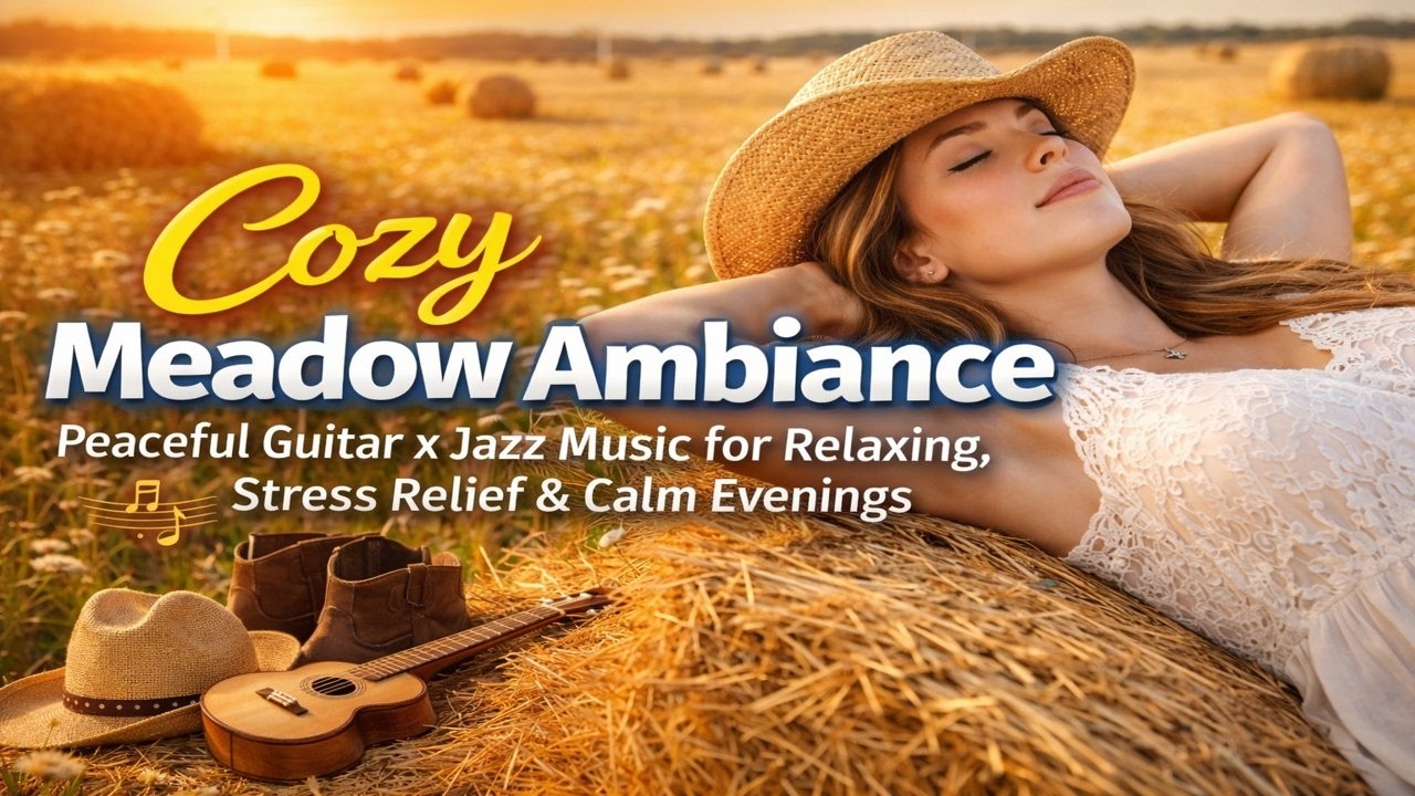 Cozy Meadow Ambiance | Peaceful Guitar x Jazz Music for Relaxing, Stress Relief & Calm Evenings