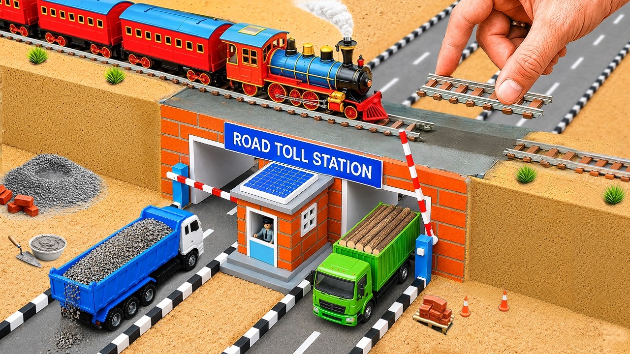 Builds a Mini Brick Railway Overpass on a Highway | Road Construction Project for a Small Village