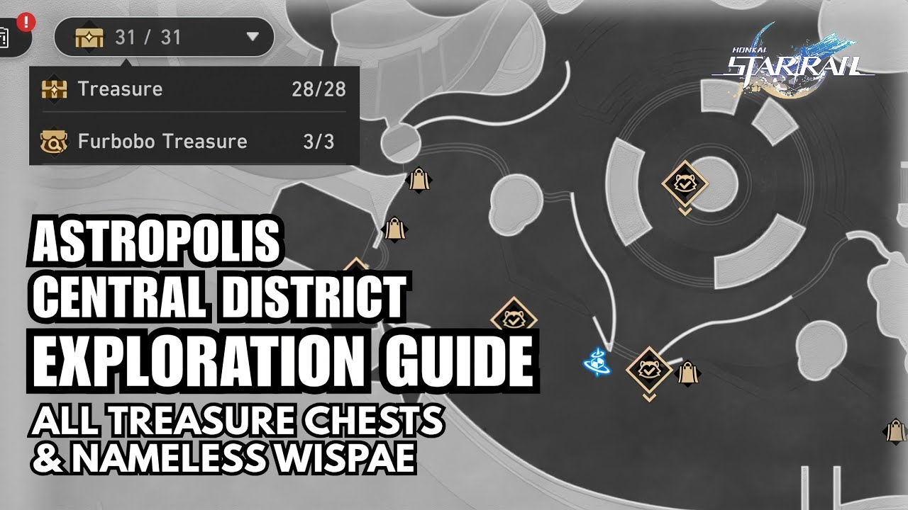 Astropolis Central District FULL EXPLORATION GUIDE | ALL 33 TREASURE CHESTS + 20 NAMELESS WISPAE |