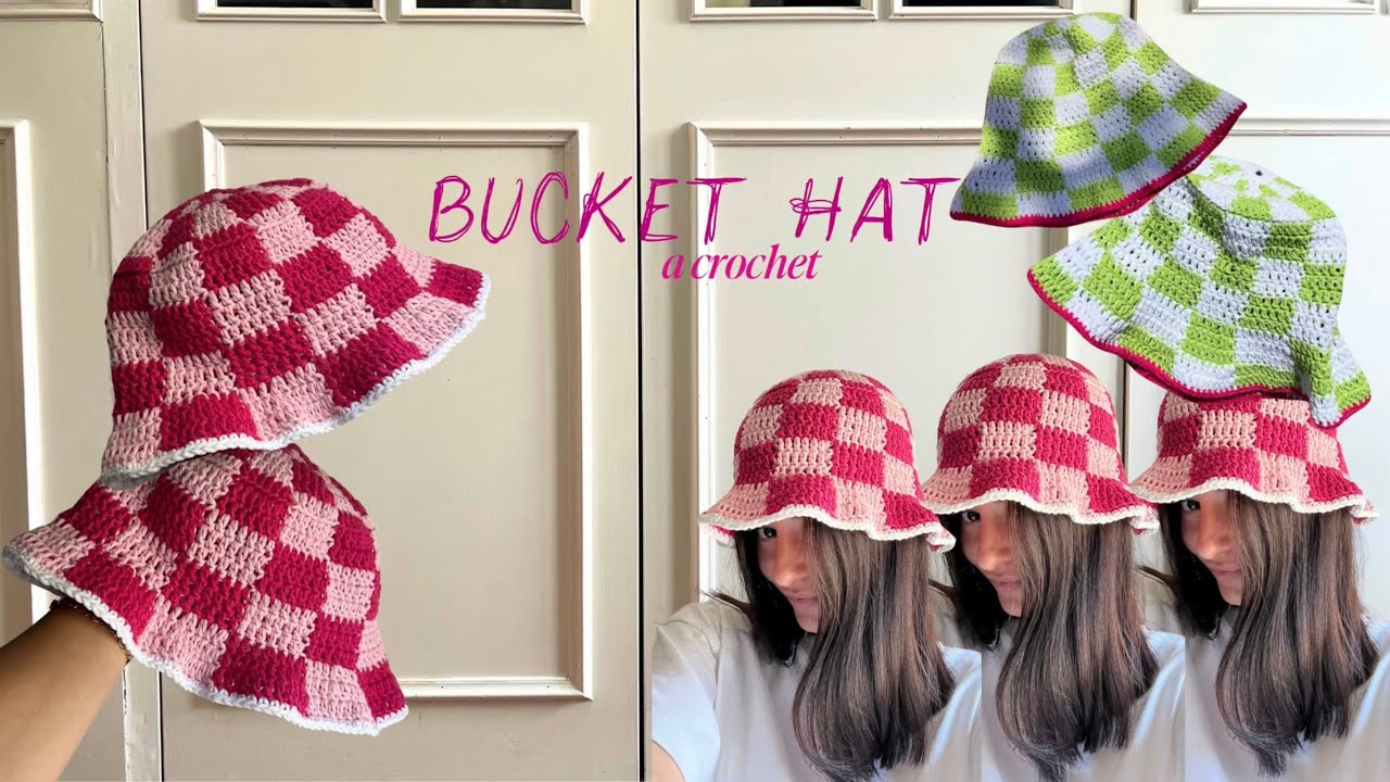 TUTORIAL BUCKET HAT/GORRO DE PLAYA a crochet - patrón cuadros✨🧶 (para principiantes)