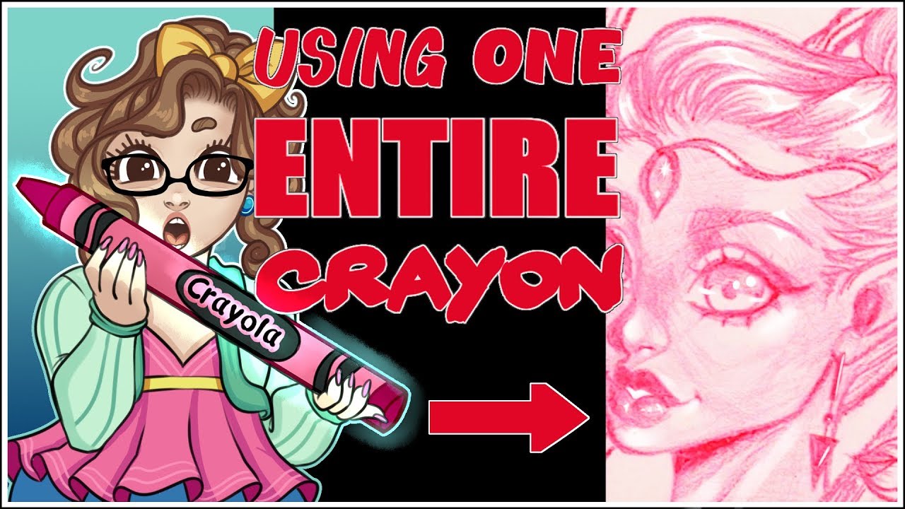 ART with ONE ENTIRE CRAYON CHALLENGE | Crayola Challenge | Cheap Art Supply
