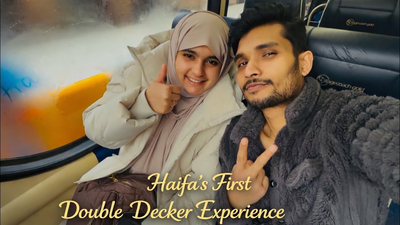 Haifa’s first double decker bus experience #ukmallu #uklife #love #couple #travel #bus 