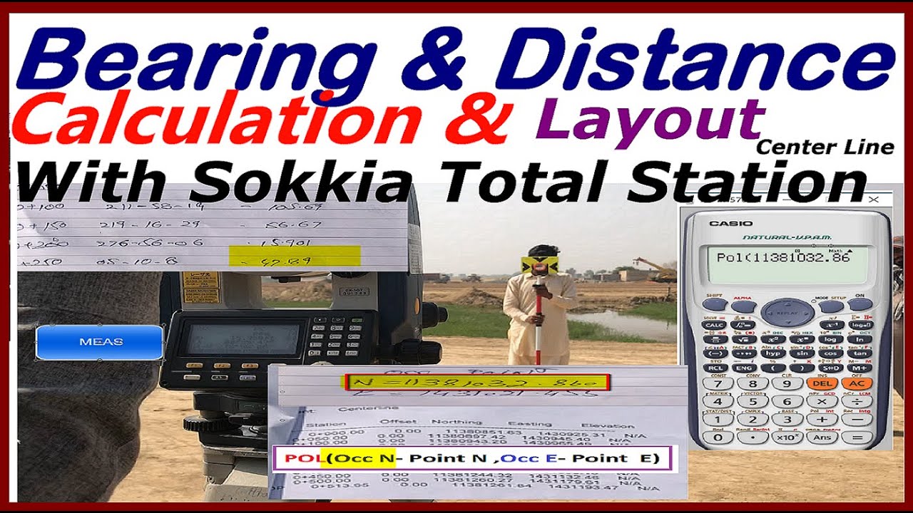 How to Calculation Bearing & Distance Layout with Sokkia Total Station