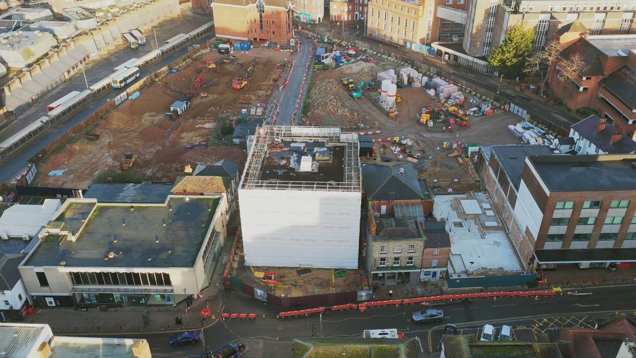 North Street Guildford Redevelopment | End of 2025 Drone Update — Progress, big changes happening!