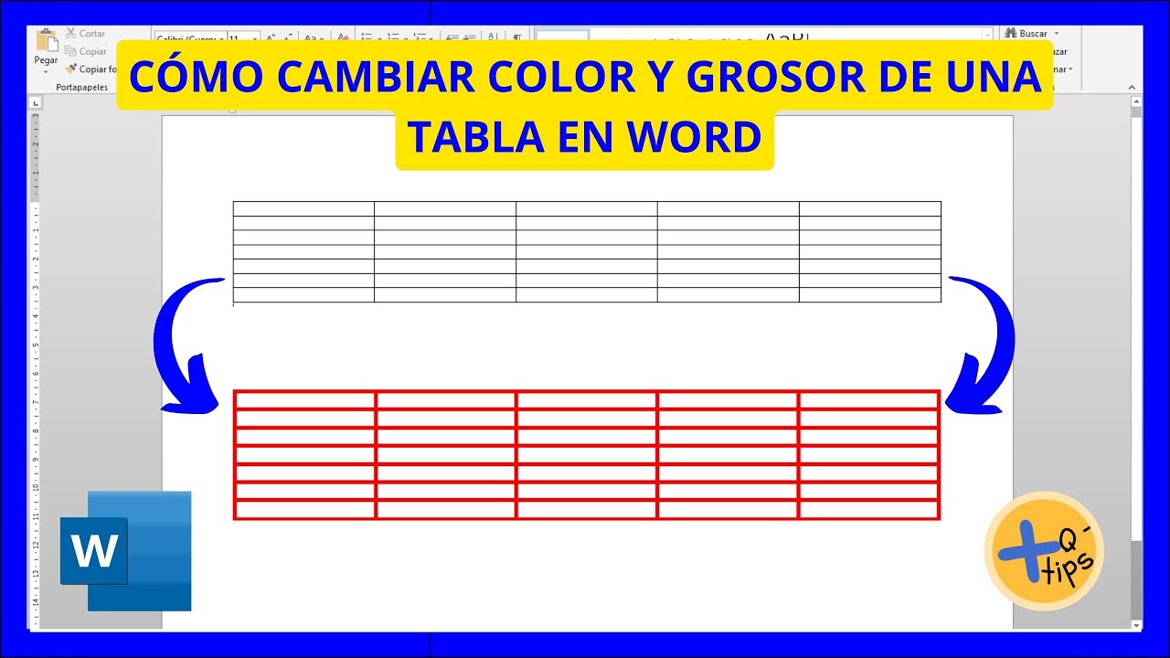 C&oacute;mo CAMBIAR el GROSOR y COLOR  de una TABLA en WORD