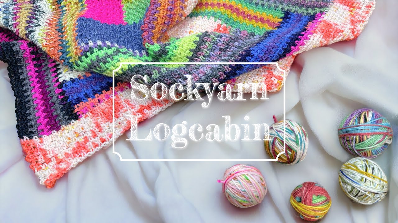 ソックヤーン🧦よね編みログキャビン【かぎ針編み／crochet／編み方動画】
