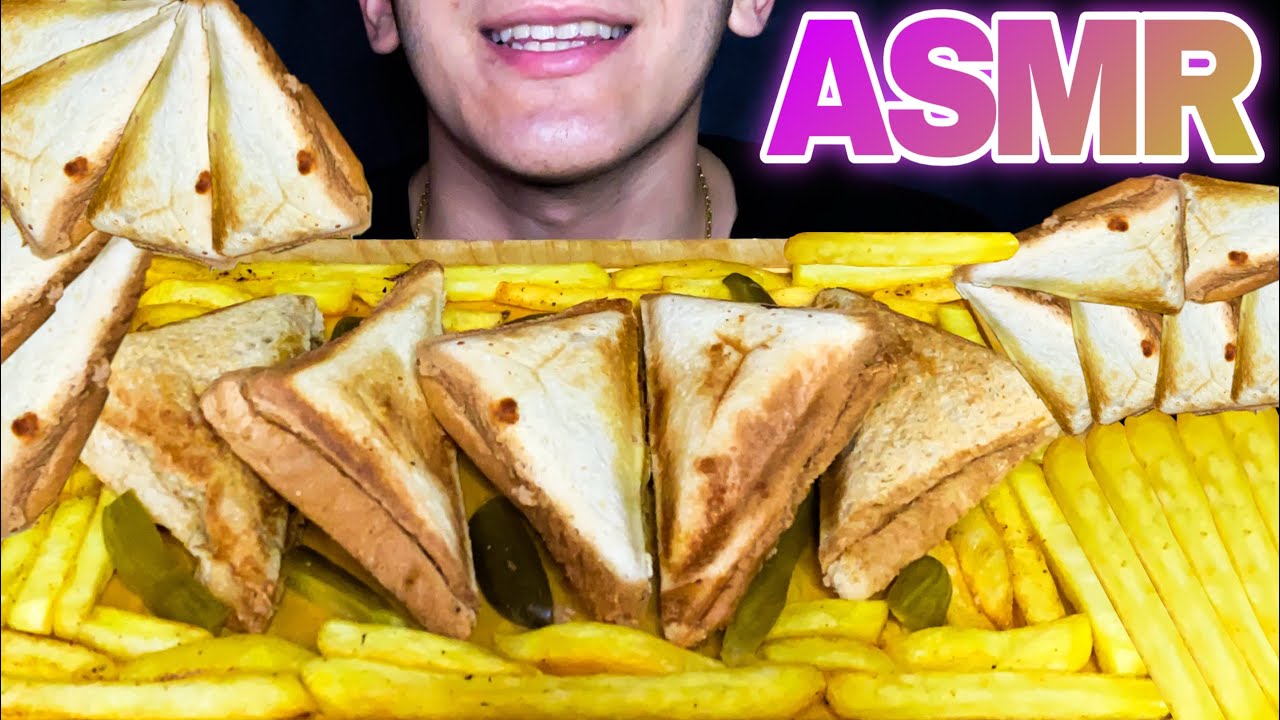 ASMR Crispy Toasted Sandwiches & French Fries Mukbang | Crunchy Eating Sounds (No Talking) 