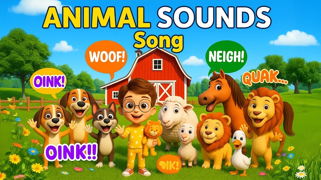 Learn Farm Animal Sounds Song with Leo & Bravey | Nursery rhymes | Oink Roar Moo Meow Neigh Baa