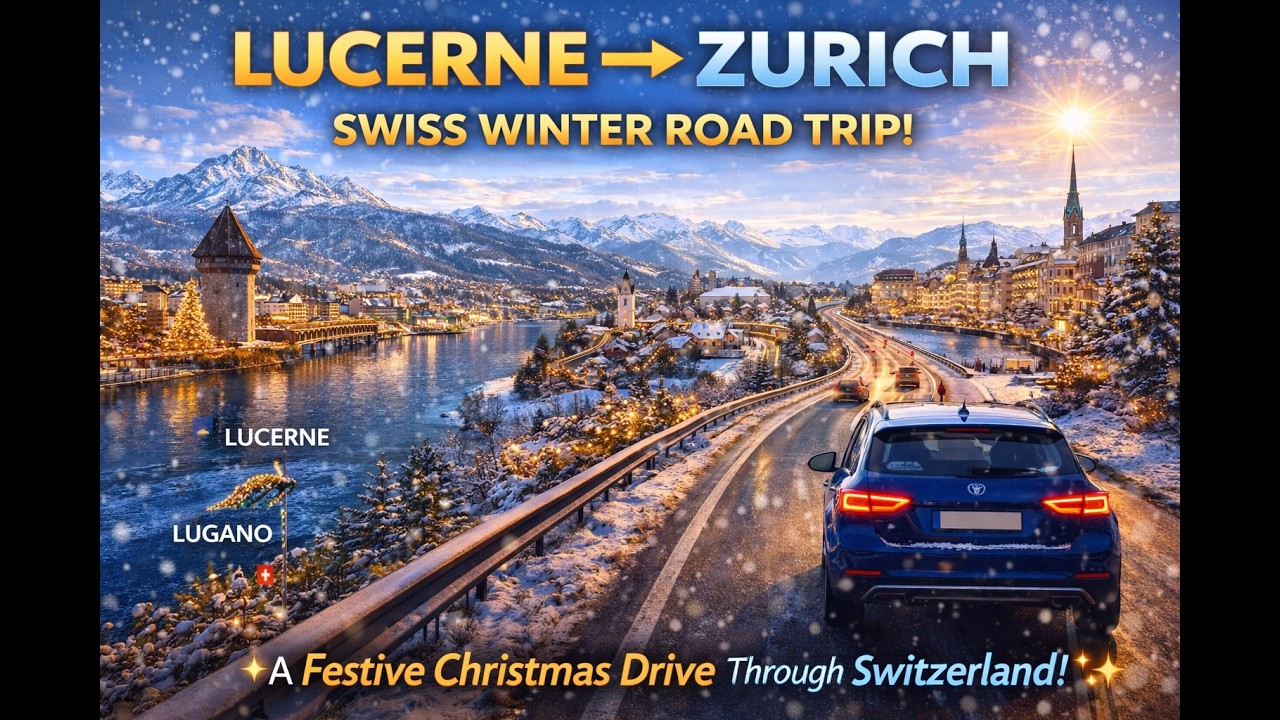🇨🇭🚗❄️🎄Christmas Tour🎄Sunny Winter Drive Lucerne → Zurich ✨Snow & Sunshine