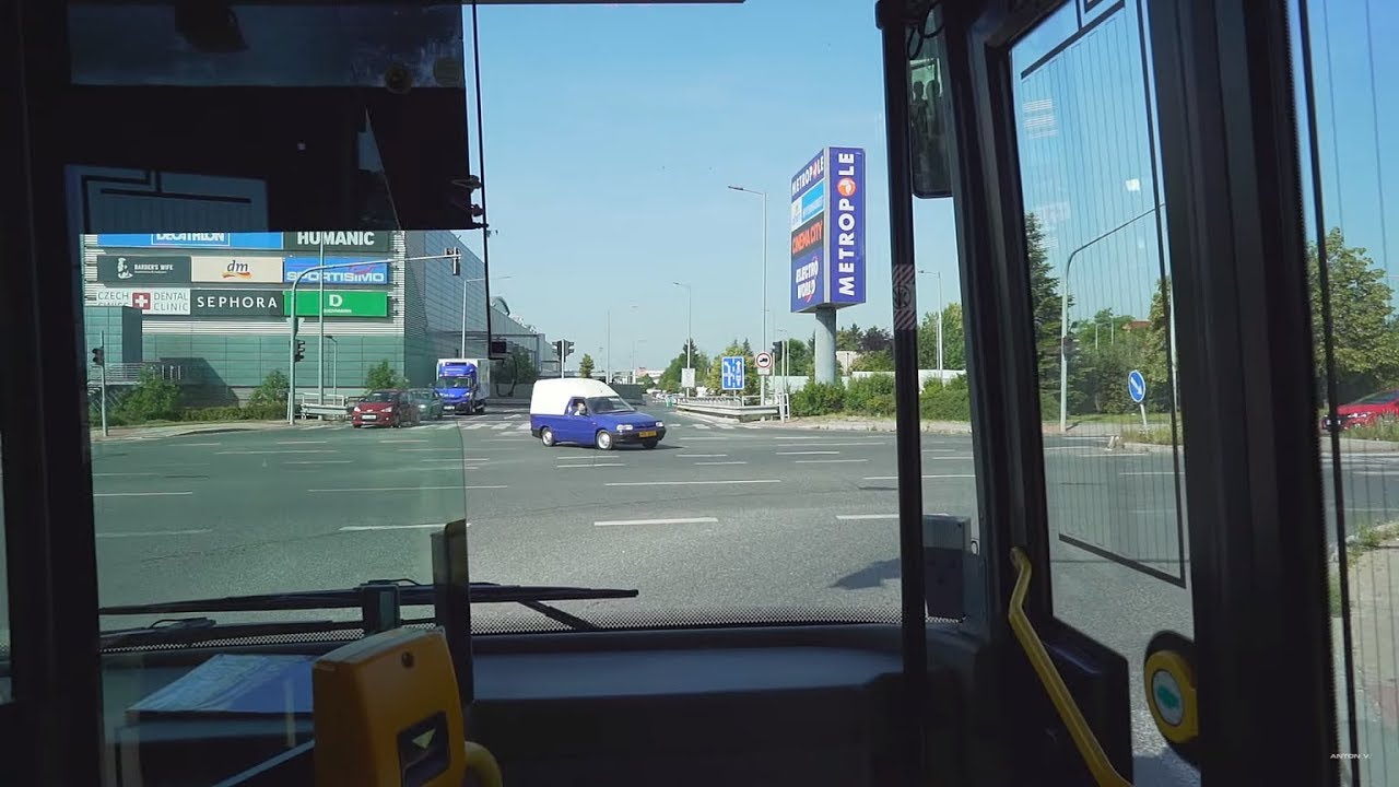 Czech Republic, Prague, bus 100 ride from Zličín to Václav Havel Airport Terminal 2