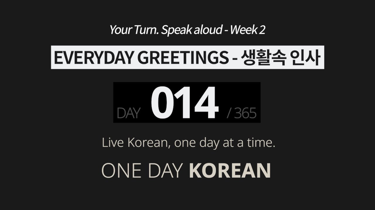 One Day Korean | Day 14 | Week 2, Review | Slow Korean Listening & Speaking Practice