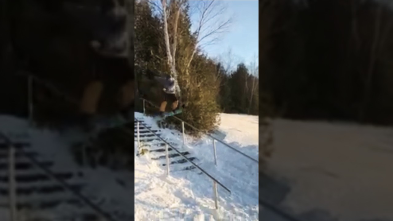 Dreamy handrail in Northern Michigan #snowboarding #shorts