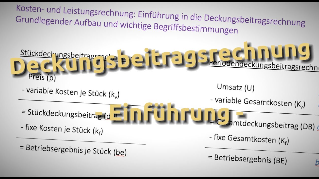 Deckungsbeitragsrechnung - Einführung