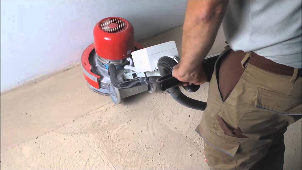 Estrich schleifen mit der ROLL Einscheibenschleifmaschine RO-3000 und dem Diamantrotierteller