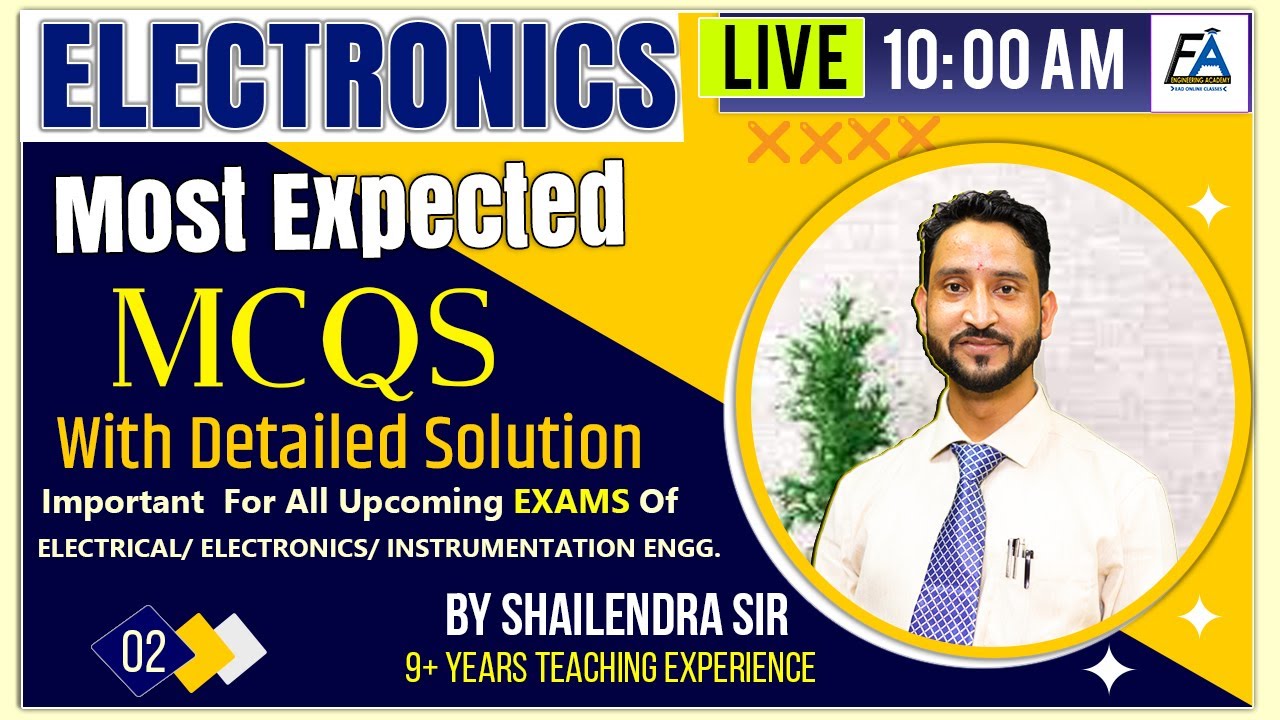 39 |ELECTRONICS Most Expected MCQS |ELECTRICAL/ ELECTRONICS/ INSTRUMENTATION ENGG| BY SHAILENDRA SIR