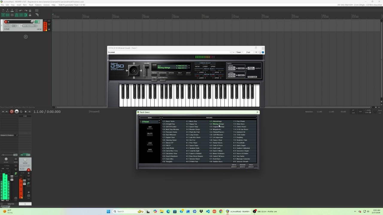Roland D-50 Synthesizer VST ( Bank 2(all 64 presets))