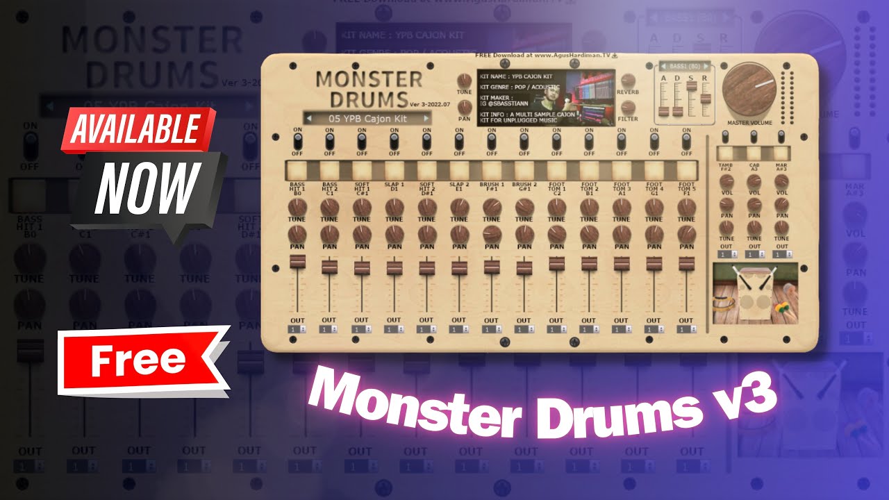 FREE Cajon VST Instruments - MONSTER Drums v3 by Agus Hardiman - Sound Demo