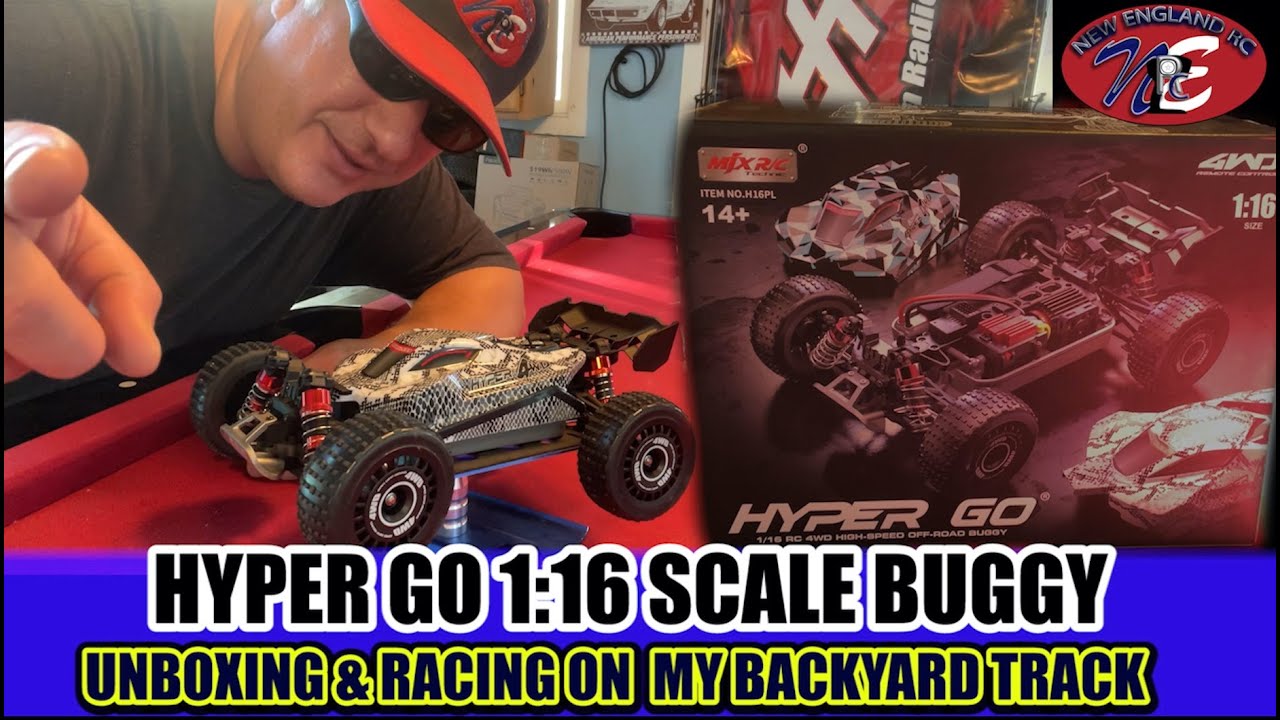 MJX HYPER GO H16PL 1:16 SCALE BUGGY – UNBOXING & RACING ON MY BACKYARD TRACK - NEW ENGLAND RC – E151