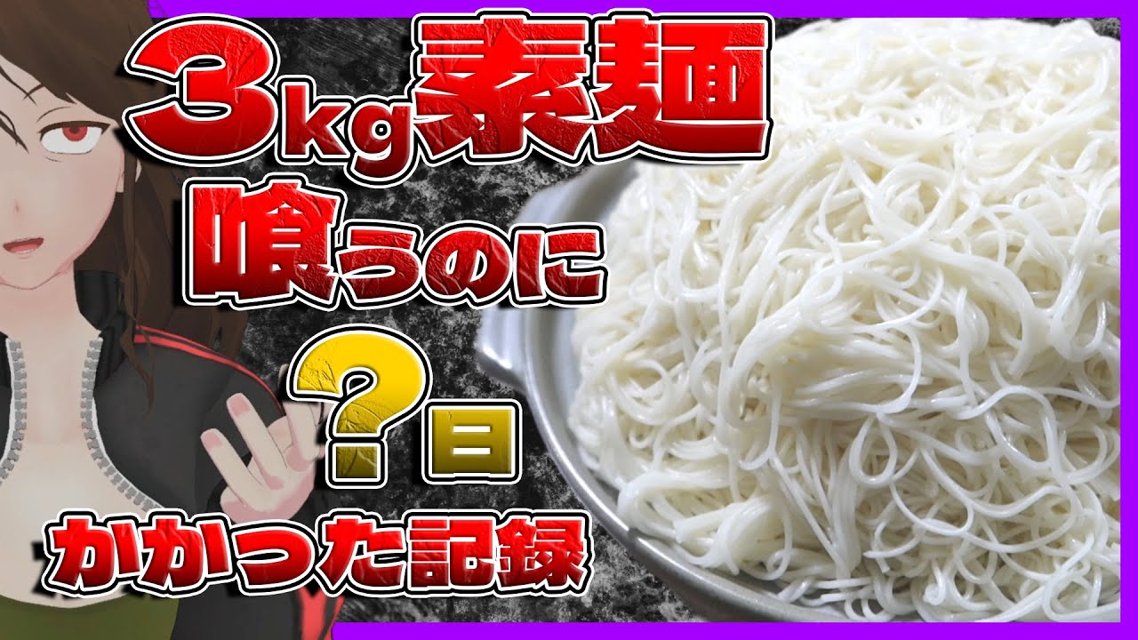 【ドカ食いダイスキ！もちづきさん】素麺20束半 vs 酒クズ、3kg独りで食べ切ろうとした結果…【697】