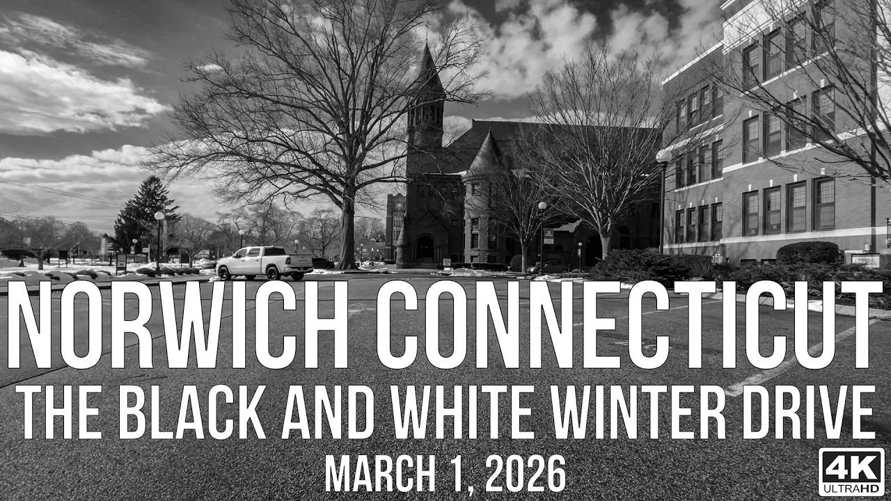 Norwich Connecticut | High Contrast B&W | Snow-Covered Streets | 4K