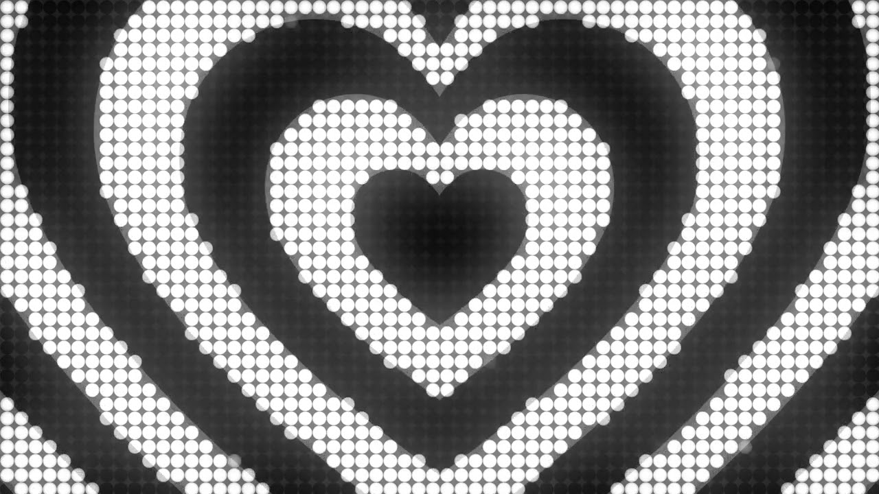 4K 1 Hour Black and White Heart Tunnel Y2K Aesthetic LED Lights Background Video Screensaver