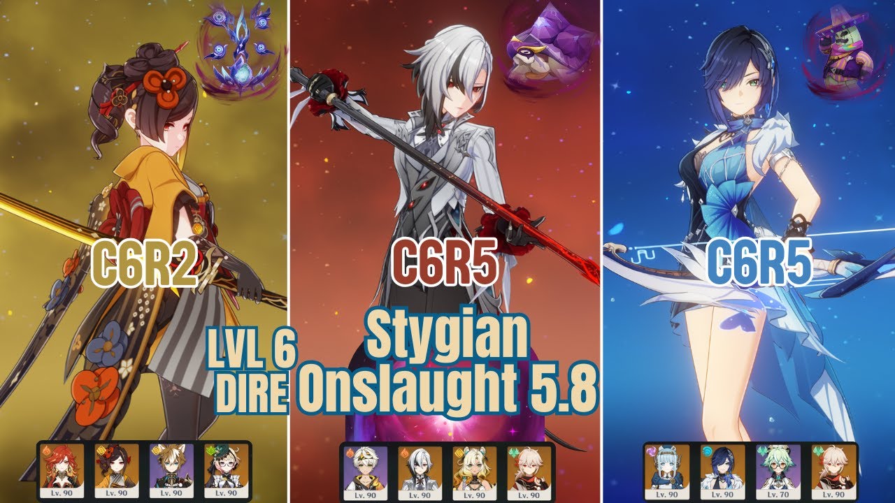 Stygian Onslaught Lvl 6 Dire 5.8 C6 Chiori & C6 Arlecchino & C6 Yelan
