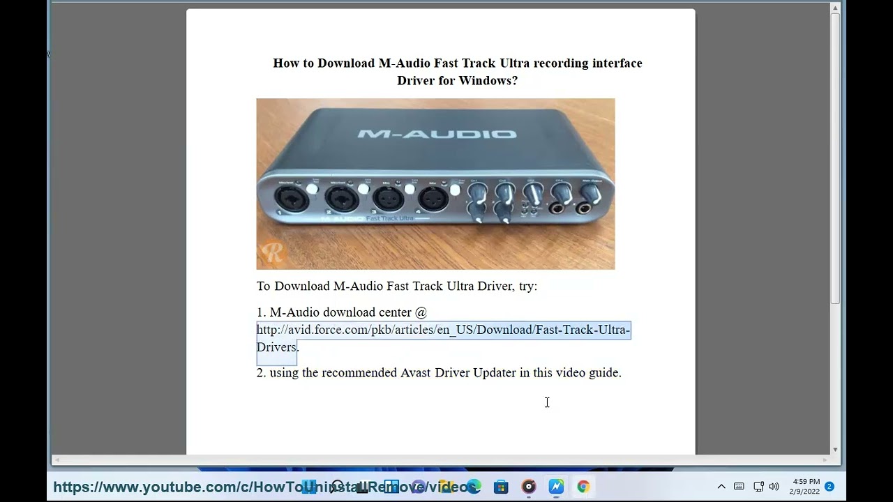 Загрузите драйвер интерфейса записи M-Audio Fast Track Ultra для Windows