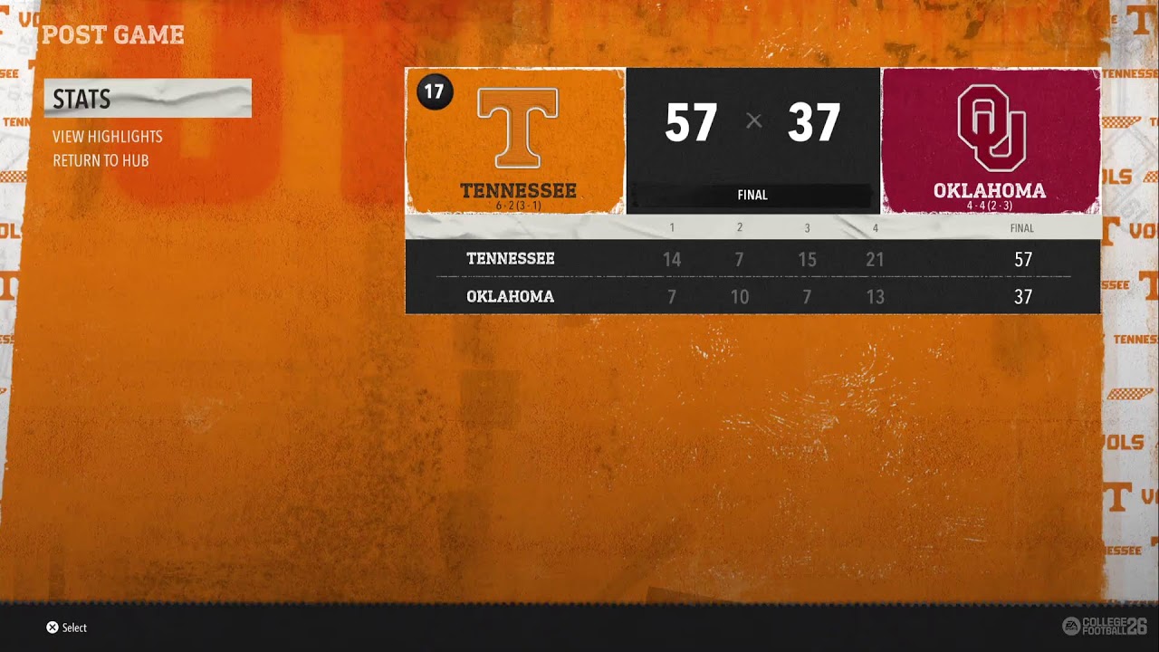 Aubies Evolution Dynasty - Vols vs Oklahoma - Week 9 - Season 4