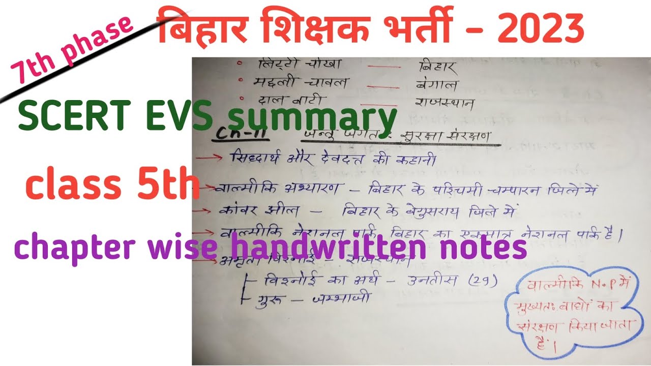Bihar scert notes/ Bihar scert evs summary class 5 by Poonam Kamal