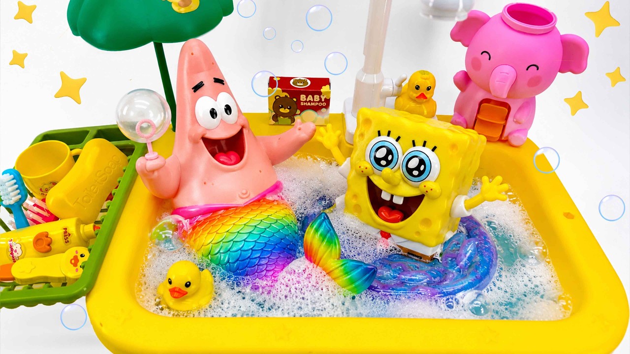 63 Minutes Satisfying Unboxing Patrick & SpongeBob ASMR 🧜 Mermaid Bath & Duck Toys | Review Toys