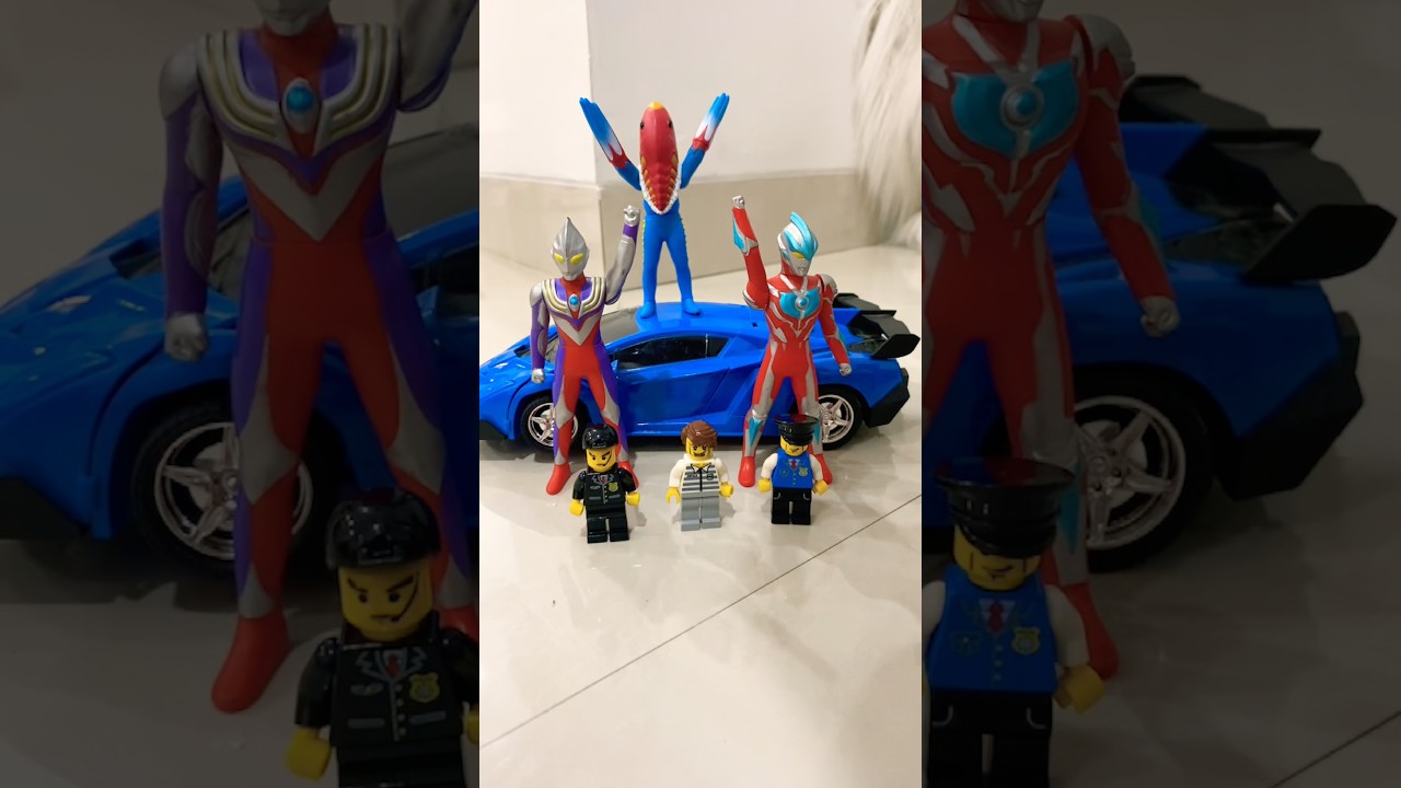 Ultraman one two three and monster #ultraman #car #toys #monster