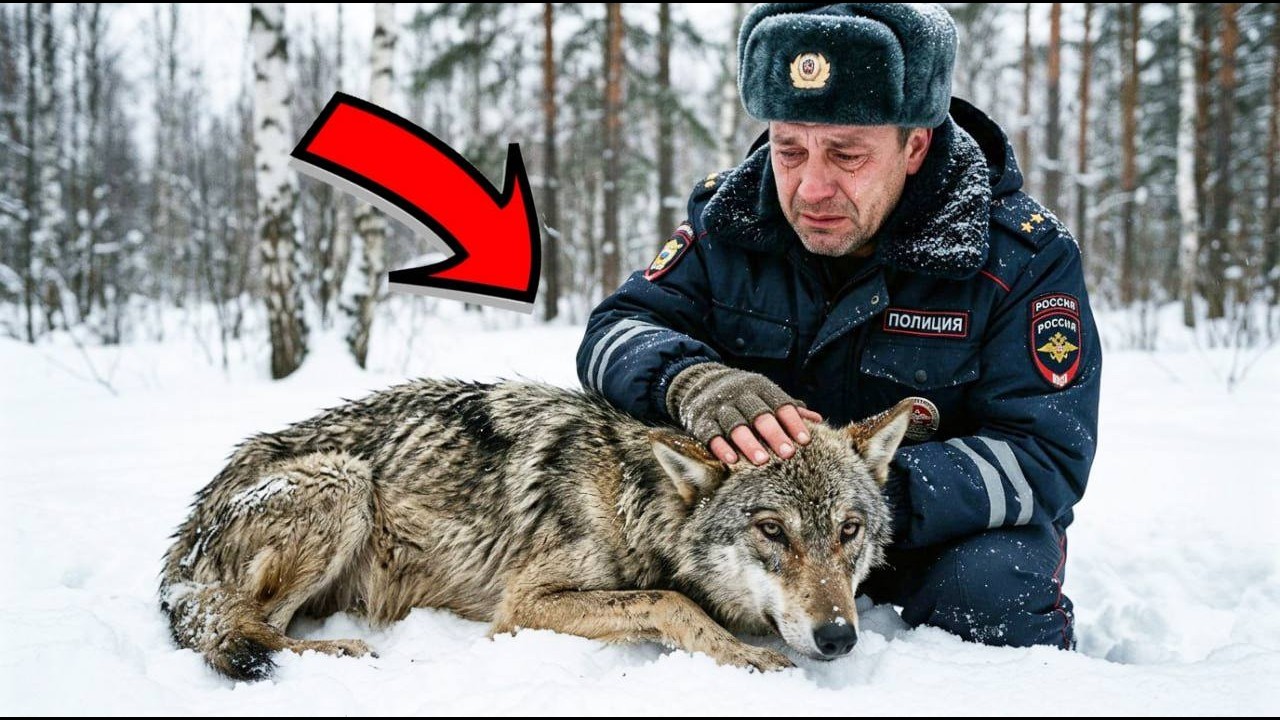 ТОЩИЙ волк приполз к ногам полицейского — То, о чём он ПРОСИЛ, заставило мужика РЫДАТЬ…