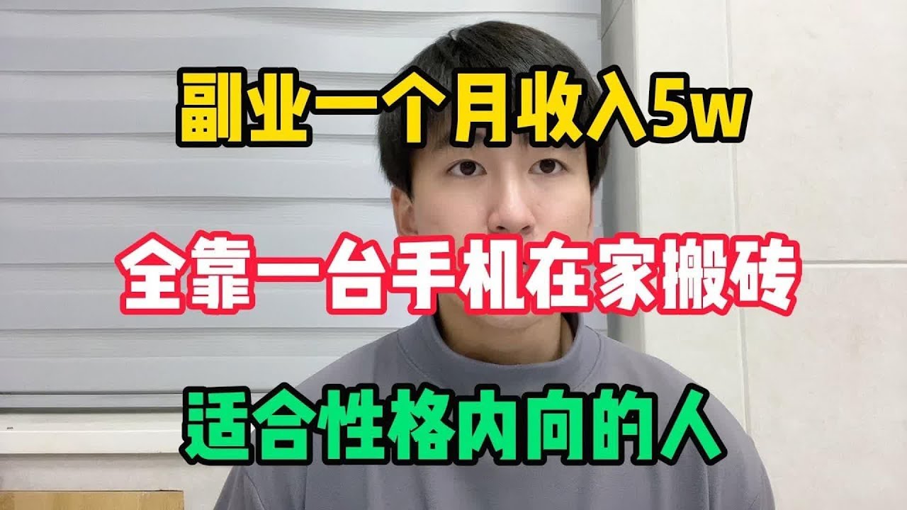【副业推荐】副业一个月收入5w，全靠一台手机在家搬砖赚钱，适合性格内向的人，分享我的详细方法#副业 #副业推荐 #副业赚钱 #副业收入 #赚钱 #兼职 #在家赚钱 #赚钱小项目