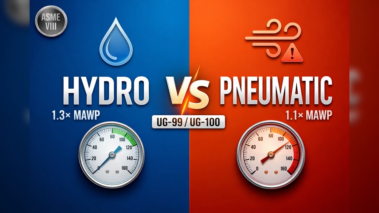 Pressure Vessel Testing: Why Hydro = 1.3&times;MAWP and Pneumatic = 1.1&times;MAWP