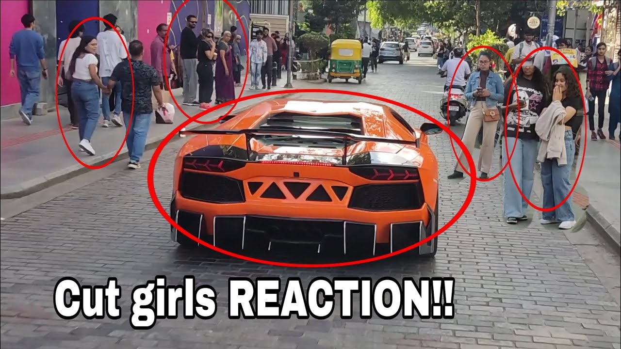 Cute girl's 💕 reaction towards Lamborghini Aventador||Rev, Acceleration , Flames