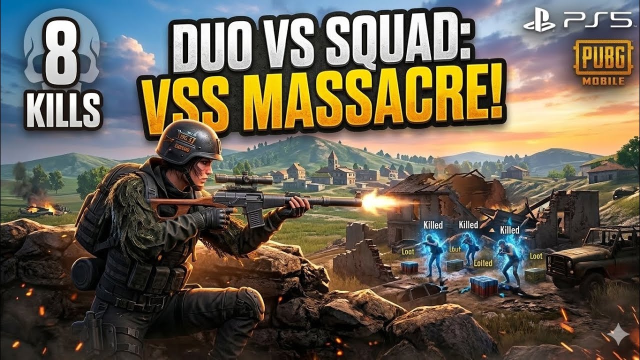 VSS is Silent but Deadly! 🤫 8 Kills in Duo vs Squad 🔥 #PUBG #PS5 #gta6 #gamingcommunity  #cricket26