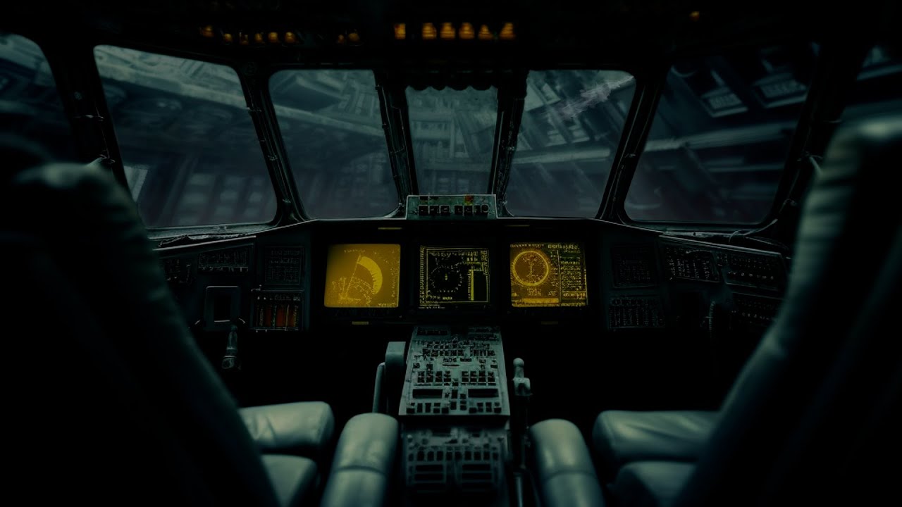 Watch in White Noise at the Spaceport. Sci-Fi Spaceship & Rain Ambiance for Sleep, Study, Relaxation