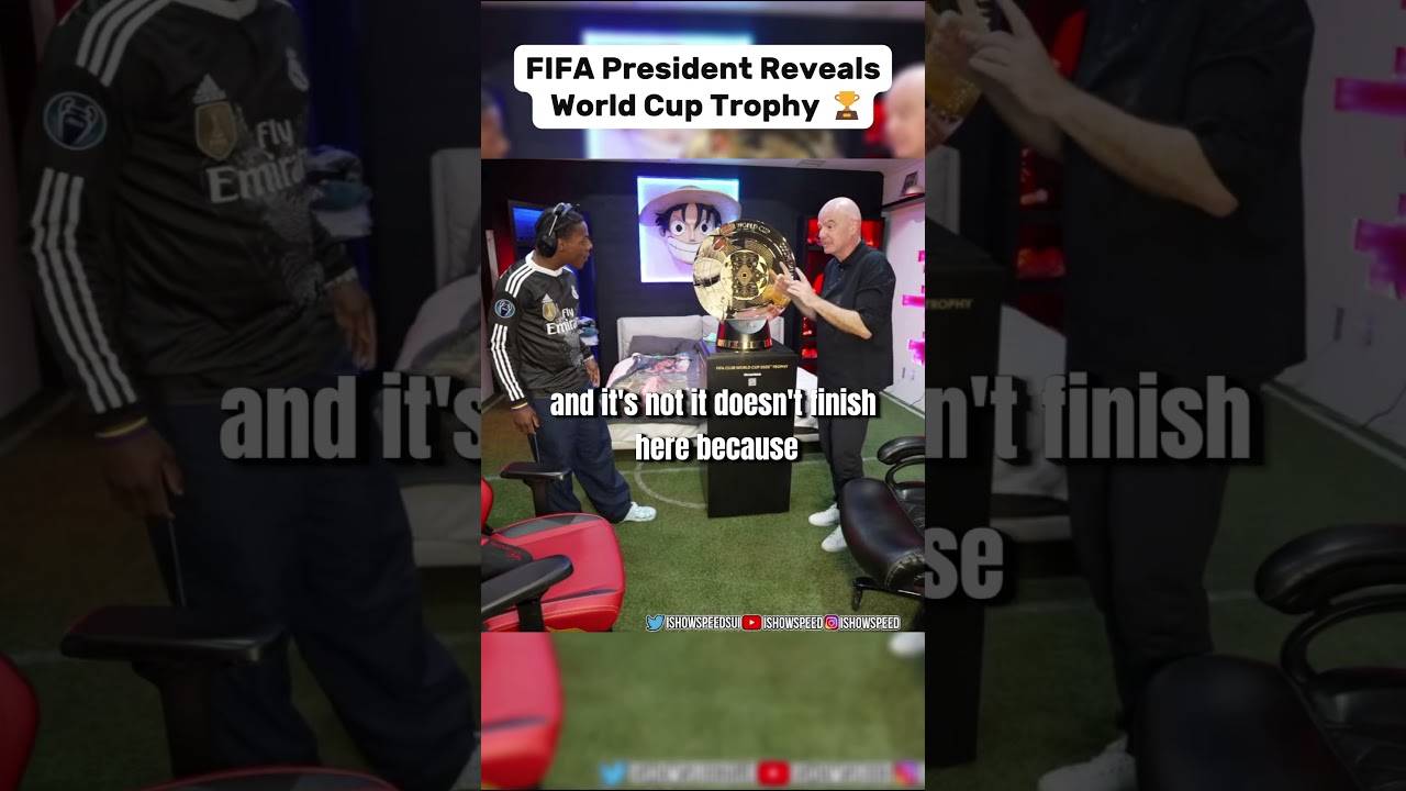FIFA President Reveals World Cup Trophy! 🏆😲#ishowspeed #fifapresident #football
