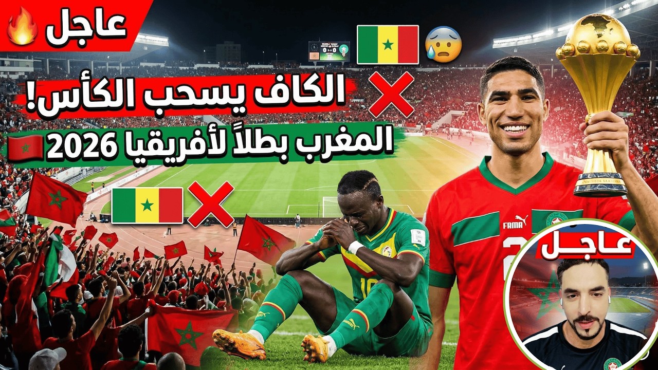 قرار تاريخي من الكاف: تتويج المنتخب المغربي بكأس أمم إفريقيا 2026 بعد سحبه من السنغال.