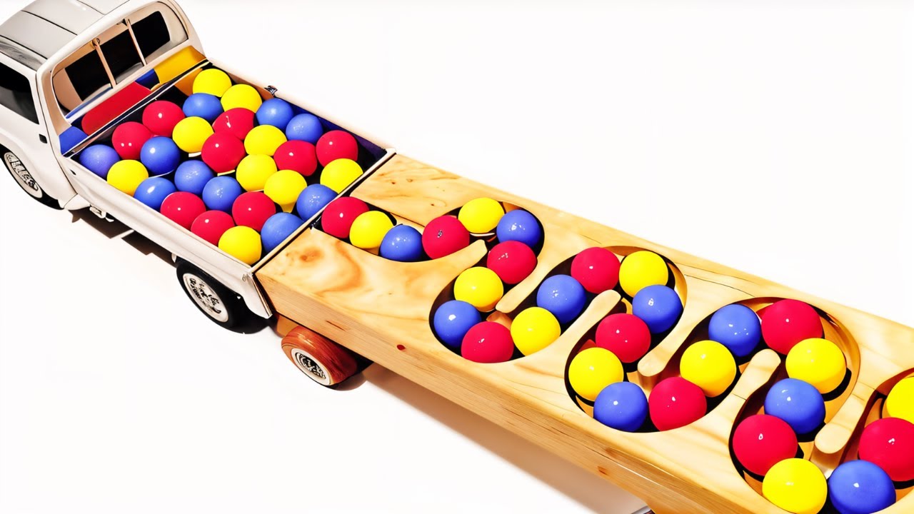 マーブルランレース☆HABAスロープ＆透明車＆ダンプトラック。Marble run race ☆ HABA slope & transparent car & dump truck #05