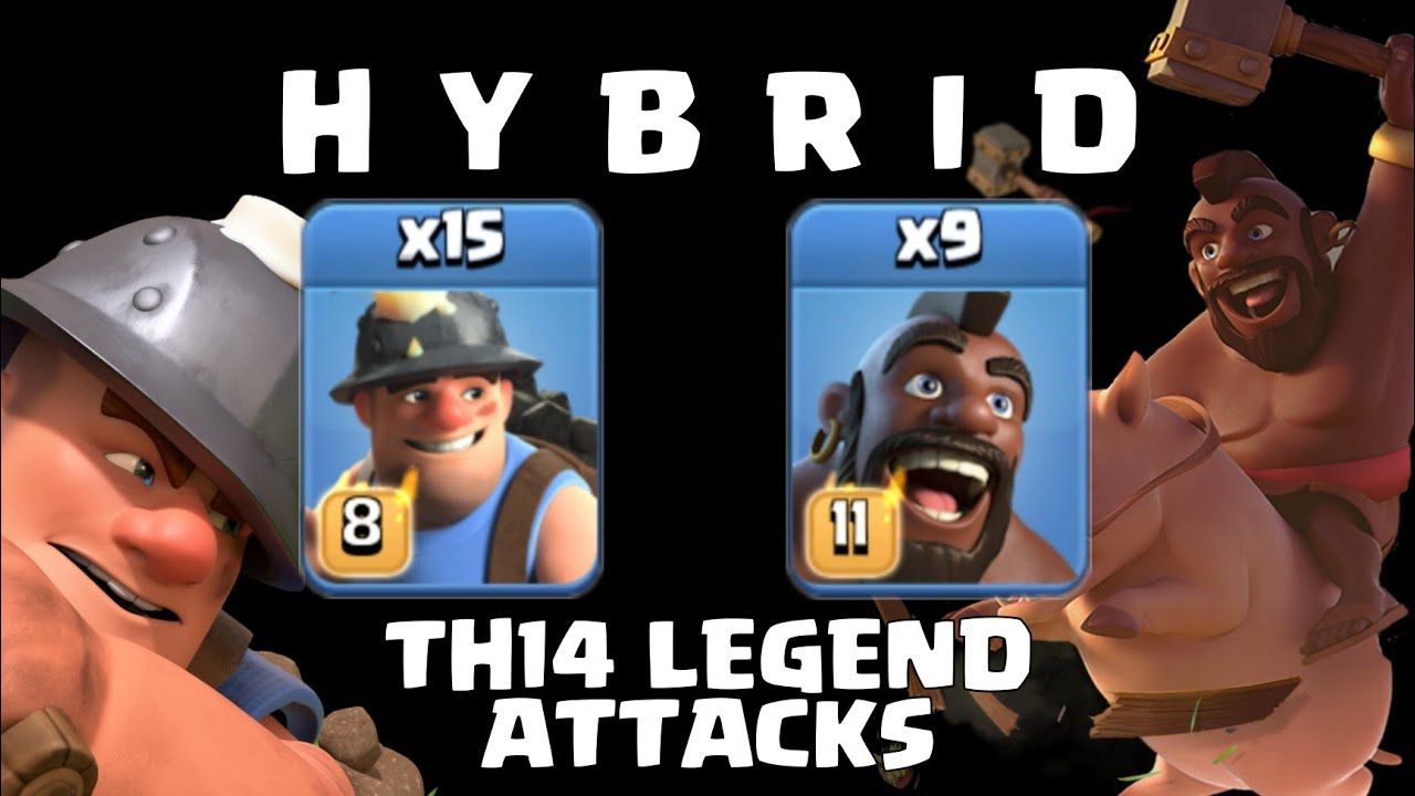 HYBRID OP 🔥 TH14 TROPHY PUSHING ATTACK STRATEGY &bull; TOP LEGEND HITS &bull; CLASH OF CLANS &bull;