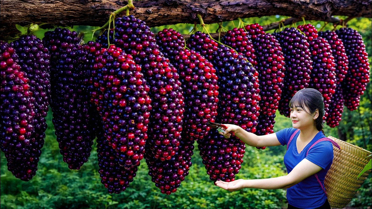 Ly Trieu Ca: Harvesting giant, sweet wild mulberries | How to make a special mulberry smoothie!