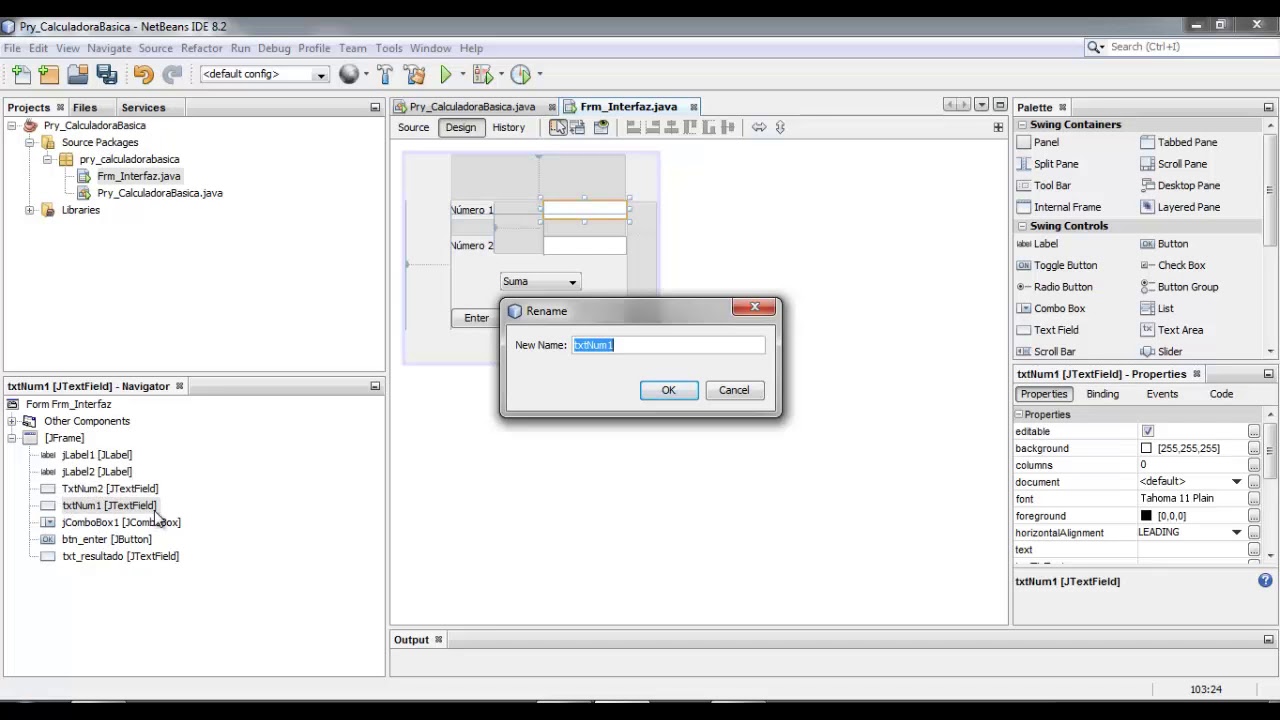 Java Netbeans Get y Set jTextField y ComboBox Calculadora Básica