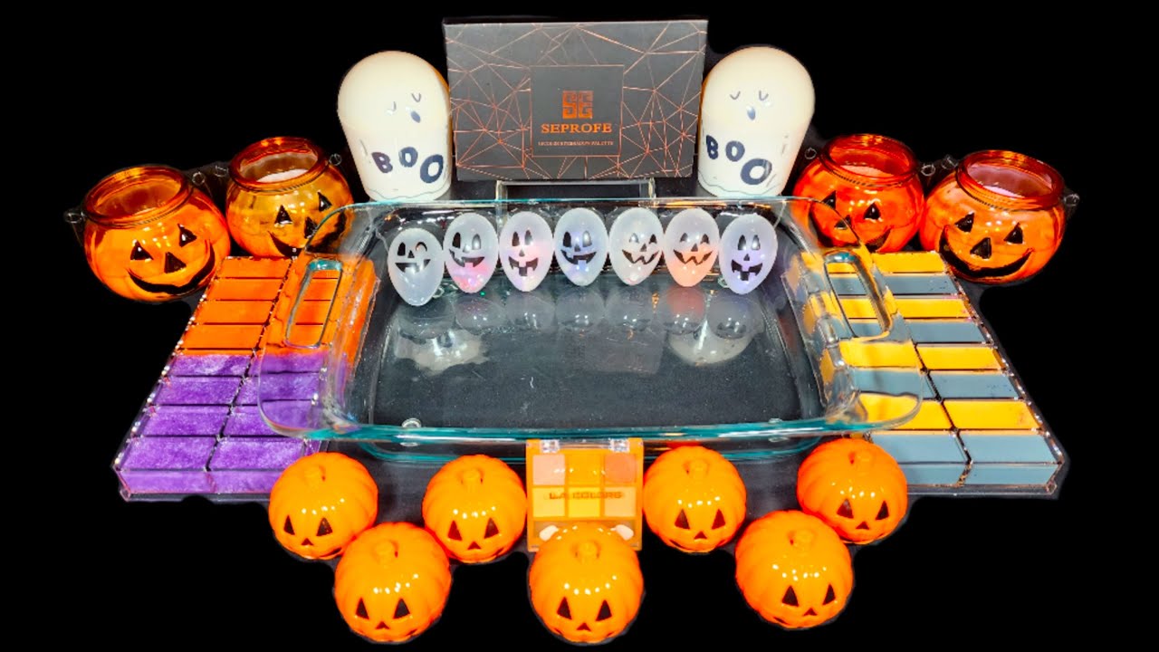 🎃👻🧡HALLOWEEN🧡👻🎃 Slime Mixing! Mixing makeup, glitter into Slime!